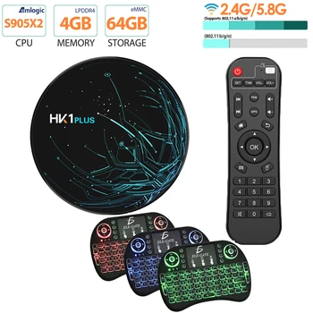 

HK1 PLUS Smart TV BOX 4GB 64GB Android 9.0 Amlogic S905X2 Quad Core Dual Wifi Bluetooth 4.0 USB3.0 4K Youtube Google Player