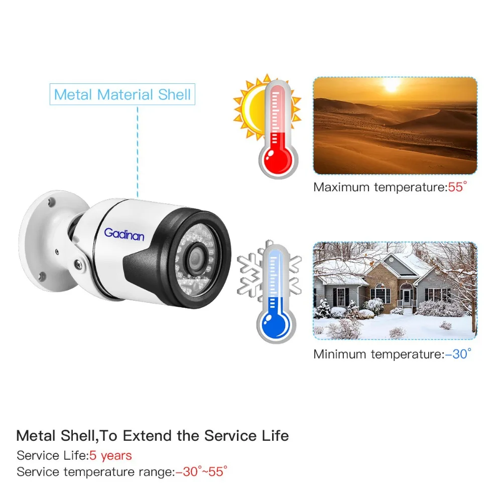 Gadinan 4MP POE IP камера Bullet H.265 2 8 мм широкоугольный CCTV водонепроницаемый IP66 Крытый