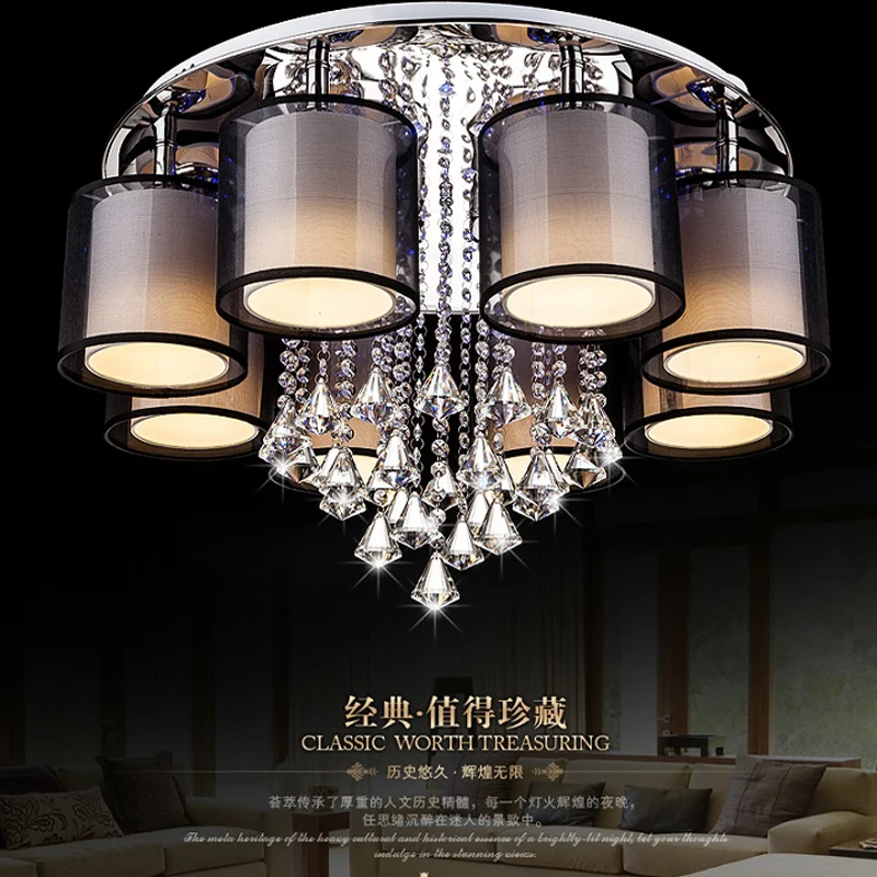 

Led living room crystal lamp round atmospheric ceiling light romantic wedding room lamps master bedroom lamp warm remote control