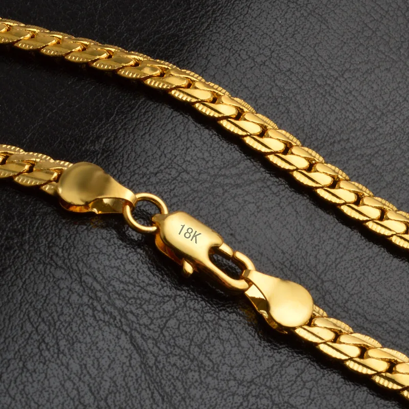 Новые полки дамы 925 Серебряная Марка Модные ювелирные изделия Дамы Мужская цепочка ожерелье 20 дюймов 5 мм Полная сторона Золотое ожерелье
