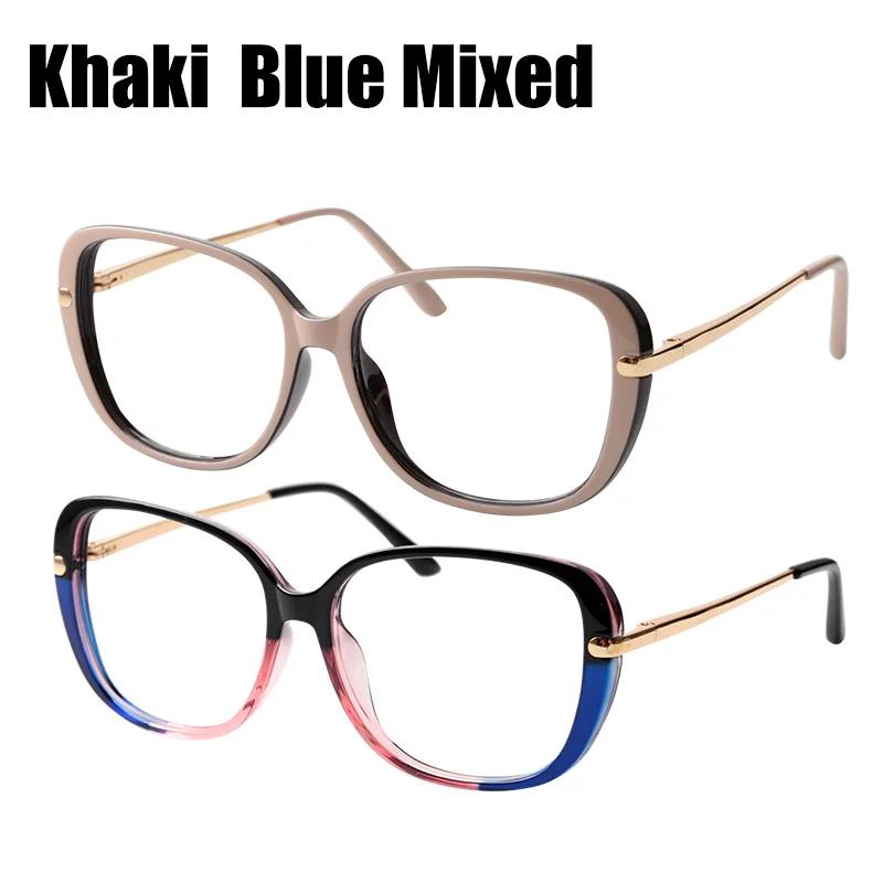 SOOLALA анти-синий светильник, блокирующие очки, весенние шарнирные мужские и женские очки для компьютерных игр, оптические очки, оправа для очков - Цвет оправы: Khaki Blue Mix