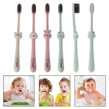 

1pc Baby Toothbrush Natural Wheat Straw Cartoon Toddler Kid Newborn Dental Oral Care
