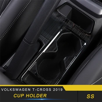 

For Volkswagen T-CROSS 2019 Car Styling Central Control Cup Holder Panel Cover Trim Frame Sticker Interior Accessories