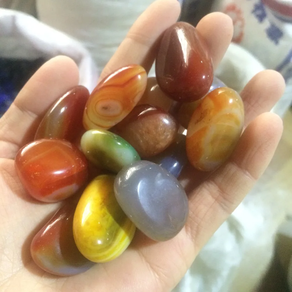 

Natural Agate stone polished colorful agate tumbled stones for decoration