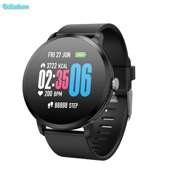

V11 Smart watch Round Tempered glass Activity Fitness tracker Heart rate monitor BRIM Men women smartwatch
