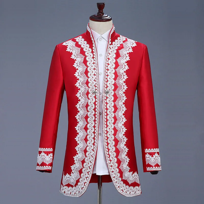 Европейский готический стиль Бургундский красный дворцовый мужской костюм пиджак для ночного клуба певец выпускное представление Блейзер Пальто вечерние костюмы
