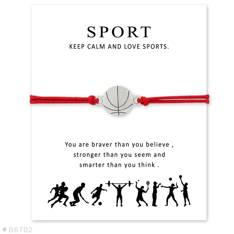Поле Хоккей волейбол Бейсбол Софтбол баскетбол футбол теннис спортивный шарм карты Браслеты Для женщин для девушек и мужчин, ювелирное изделие, подарок - Окраска металла: B6702