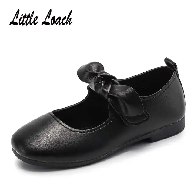 Kids PU Leather Shoes Girls Bow knot Black Flat Kids Sneakers Casual