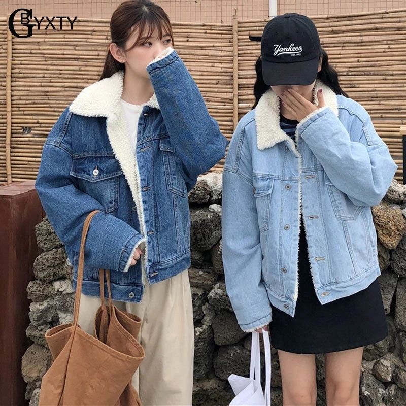 Женская куртка из овечьей шерсти GBYXTY campera на осень и зиму Толстая Джинсовая