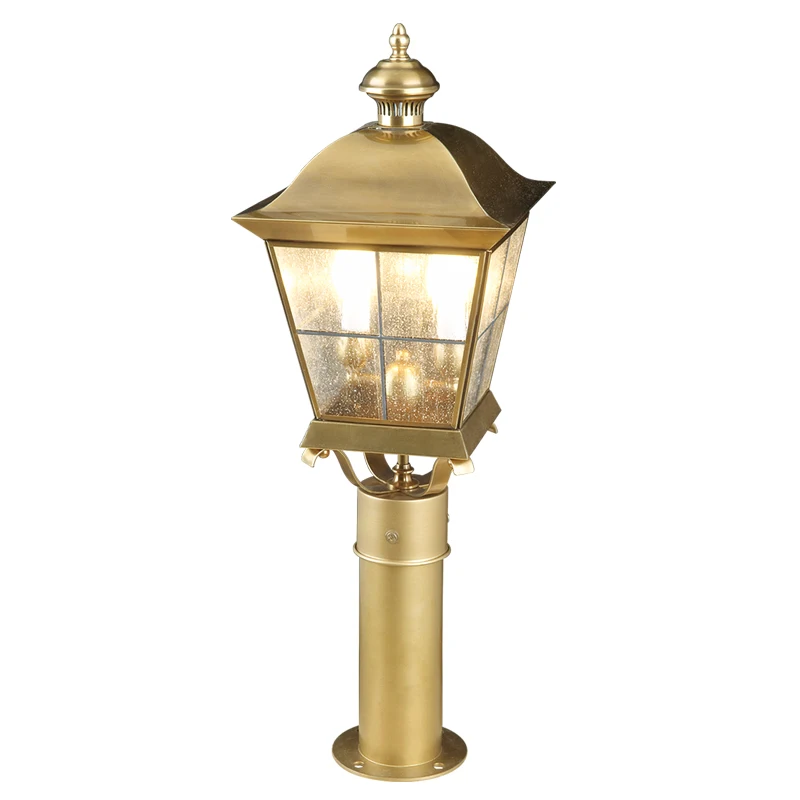 Goedkoop Alle koperen Landschap Verlichting Europa stijl Villa tuin veranda E14 lamp Outdoor yard Grasland Lamp Outdoor Waterdichte verlichting