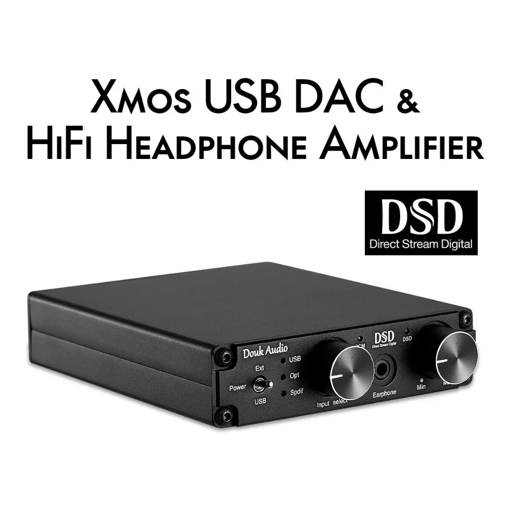 DOUK аудио мини XMOS XU208 USB DAC аудио декодер DSD256 HiFi преобразователь усилителя для наушников RCA PCM384K/32 бит