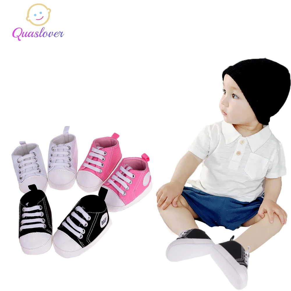 

Newborn Baby Boys Girls Canvas Soft Shoes Infant First Walkers Shoes Toddler Soft Sole Antislip Lace-up Shoes Sneaker Prewalker