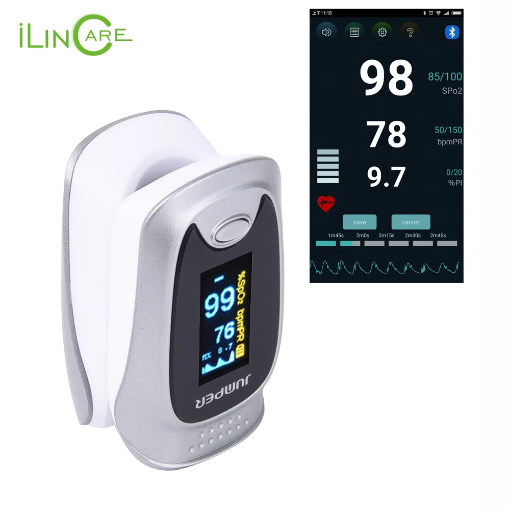 Bluetooth Pulse Oximeter Fingertip oximetro Oximetry Blood Oxygen