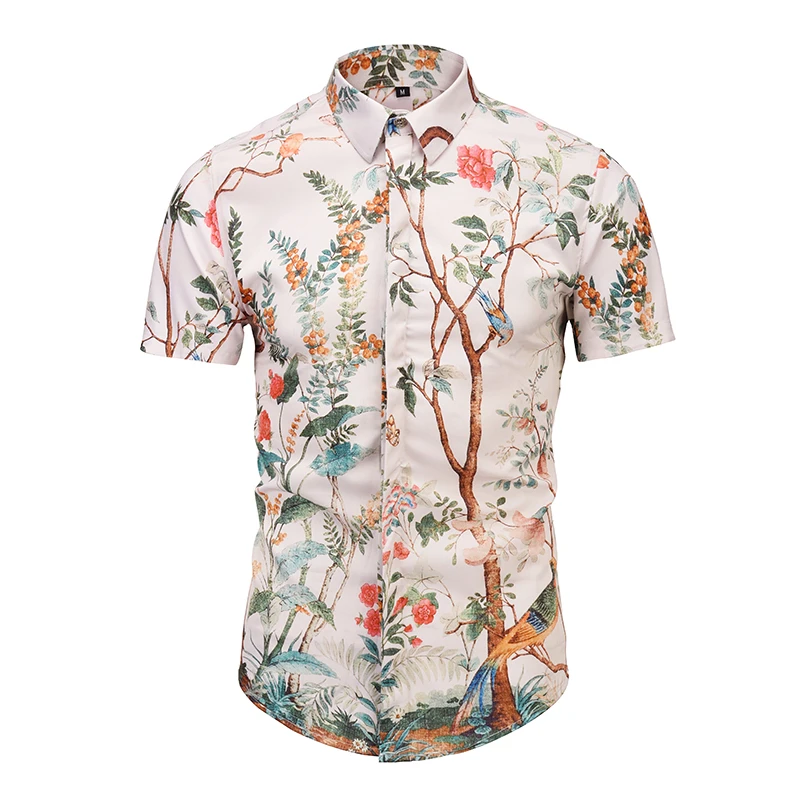 

Brand New Luxury palace Men Shirt Men's Fashion Dress Shirts slim fit Casual Short sleeve Cotton Shirts 3D printing Shirt D6070