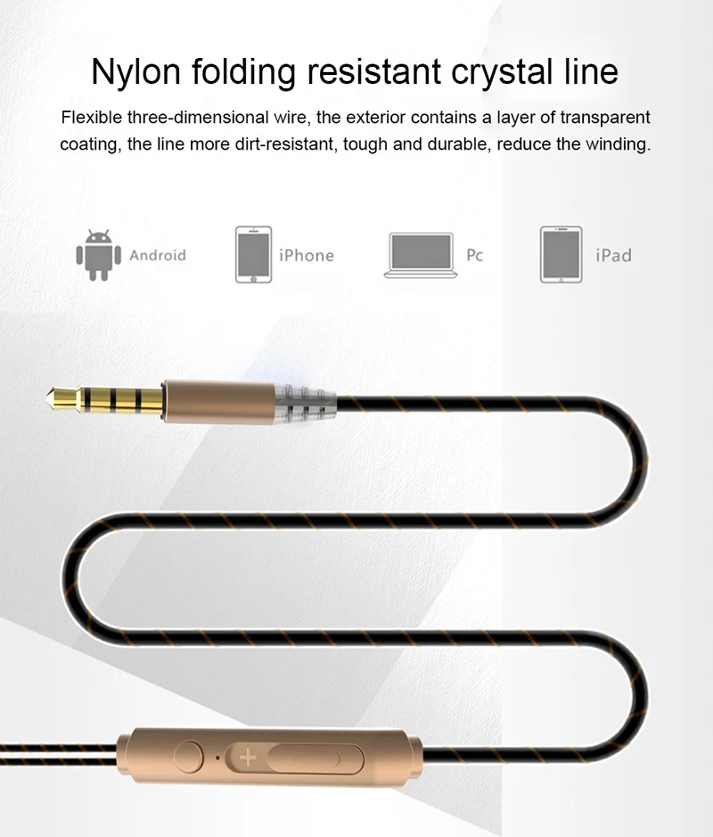 Super Bass Wired Earphone Dual Dynamic Earbud Stereo Sound Headset with Mic 3 5mm Jack for xiaomi Sony LG Hifi Sports Earphones
