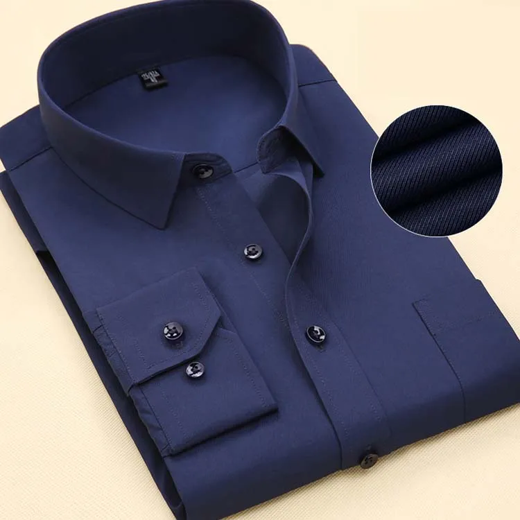 Мужская рубашка с длинными рукавами весна бренд сплошной цвет деловой официальный офисный Мужской платье рубашка размер плюс мужской рубашка Chemise 7XL - Цвет: G2651
