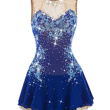 Голубое фигурное катание платье льда юбки для конькобежцев спандекс женщин девушки