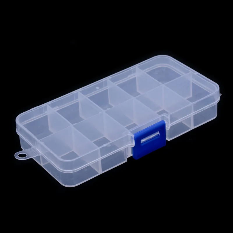 Pandahall 10 шт. Прозрачный пластиковая бусина контейнеры для хранения стационарные 10 отсеков случайный стиль прямоугольник, размер: 130x67x21,5 мм