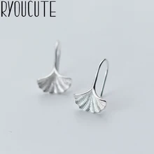 RYOUCUTE Настоящее 925 пробы серебряные ювелирные изделия серьги в виде листьев гинкго билоба для женщин Bijoux массивные Серьги Brincos Pendientes