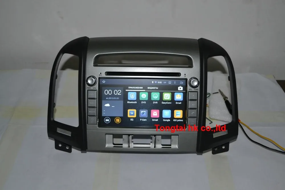 Best 7" Android 7.1 for hyundai SANTA FE 2006 2012 car DVD radio player  3 hole,gps navigation,3G,BT,Wifi,2GB Russian,english 25