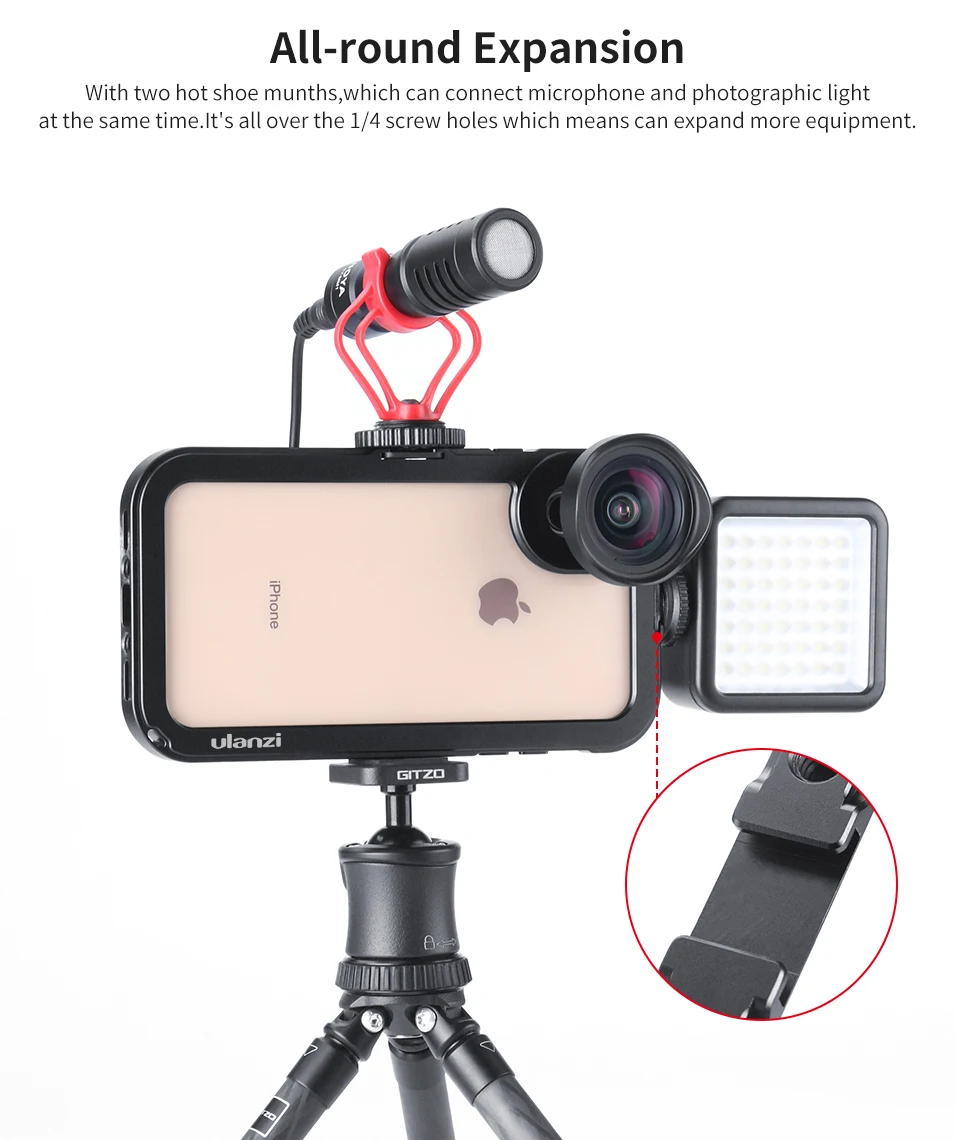 Металлический Чехол Ulanzi с вертикальной съемкой Vlog для iPhone Xs Max Магнитный чехол с винтом 1/4