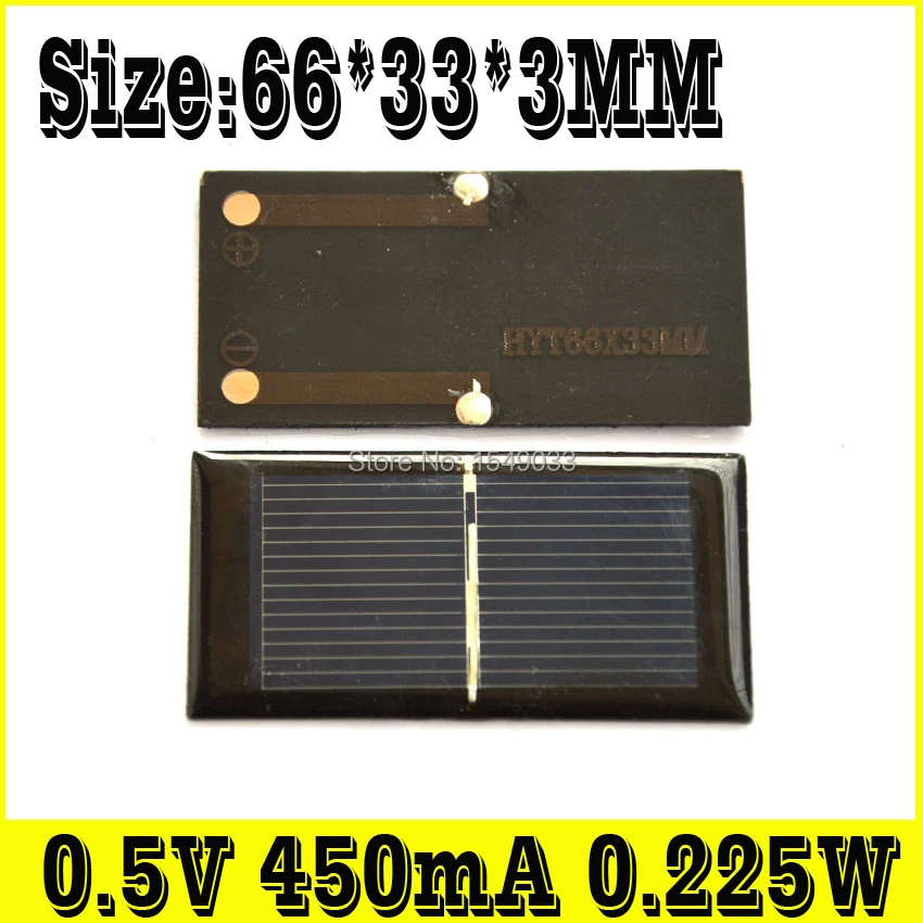NEW 10pcs 0.5V 450mA 0.225W Size 66*33*3 solar panels photovoltaic module PV module Solar Power NEW 10pcs 0.5V 450mA 0.225W Size 66*33*3 solar panels photovoltaic module PV module Solar Power
