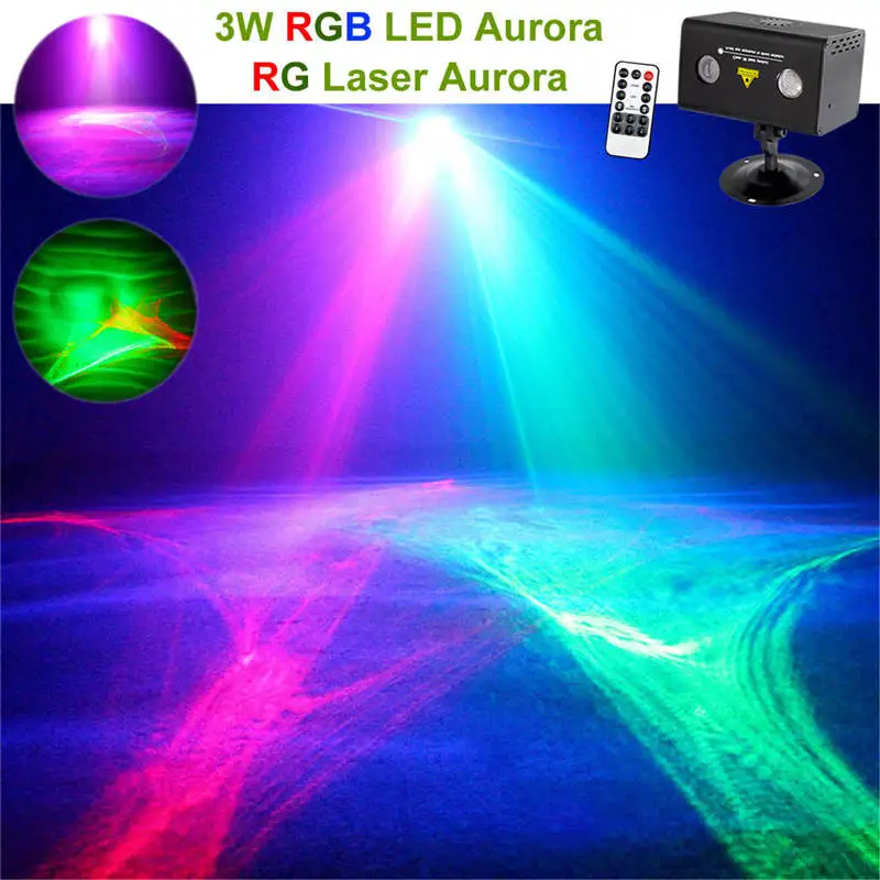 Mini Remote Red Green Aurora Laser Lights Mixed RGB LED Stage Lighting Party Disco Show DJ Home Wedding Lighting Wireless Remote