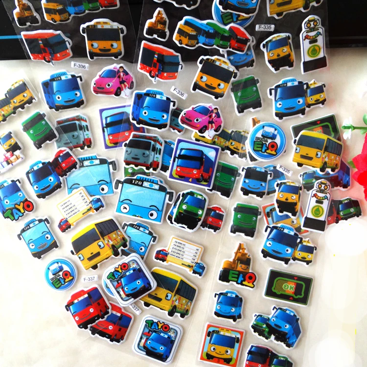 5 шт./лот 3D мультфильм автомобиль автобус стикер на стену s детские игрушки пузырь стикер s учителю подарок ребенку награда ПВХ стикер GYH