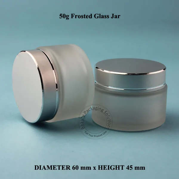 5pcs 50g D60*H45mm Frosted Glass Cream Jar Bottles Facial Cream