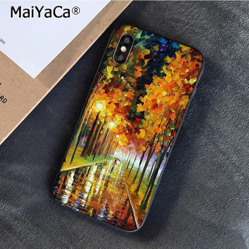 Starry Night Van Gogh Art Oil Painting Autumn Trees Maple Park