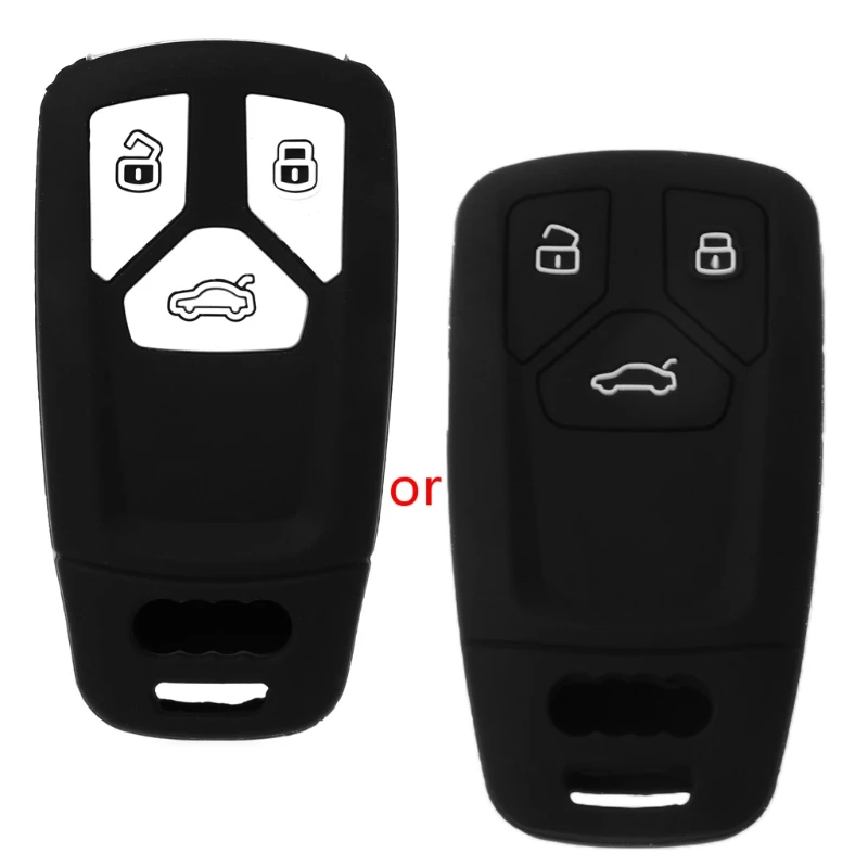 1pcs Silicone Rubber Car Key Fob Cover Case Skin for Audi ...