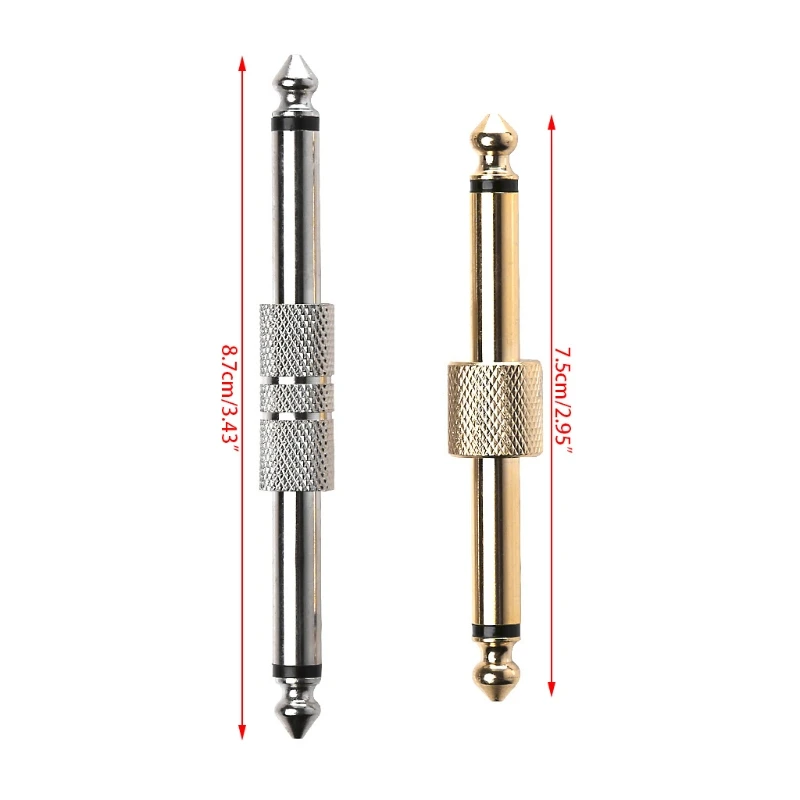 1pc 1/4 inch 6.35mm Guitar Pedal Connector Male To Male Plug Audio Adapter Electric Interface Pedal Accessories