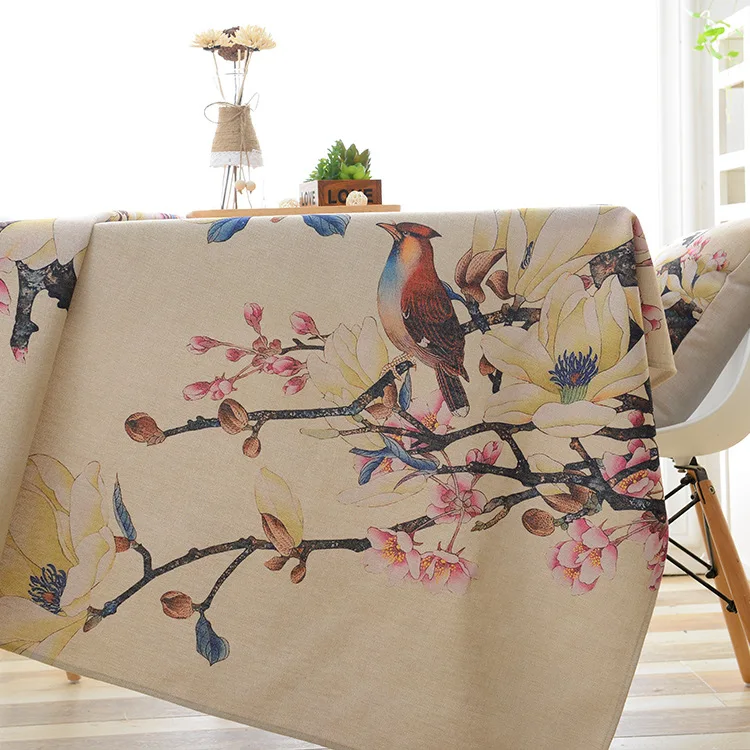 Новинка 2018 года скатерть высокое качество простой цветок птица дизайн обеденный стол ткань для ресторана домашний декор моющиеся