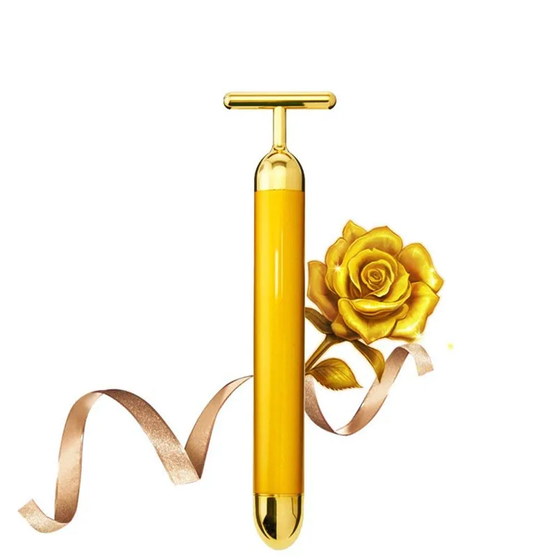 

Beauty Bar 24k Golden Pulse Facial Massager T-Shape Electric Sign Face Massage Tools