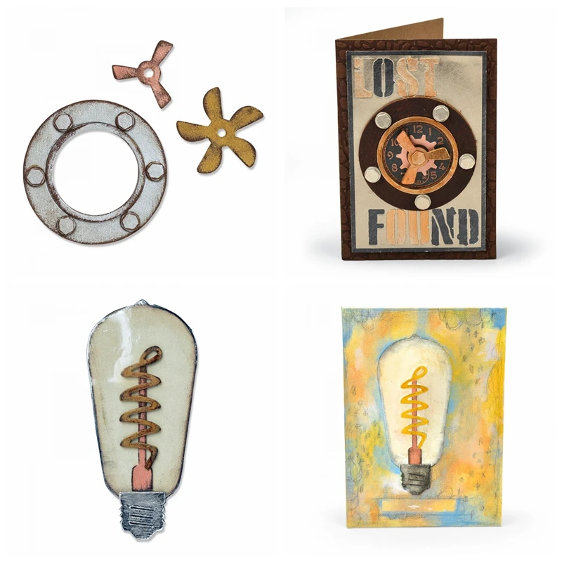 

Machine Parts & Bulbs Metal Cutting Dies Stencils For DIY Scrapbooking Album Photo Paper Cards Crafts Decor New 2019 Embossing