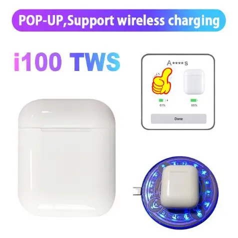 

DHL Free Shipping i100 TWS POP-UP Wireless Earphone bluetooth 5.0 headphones Wireless charging smart Earbuds for iphone android