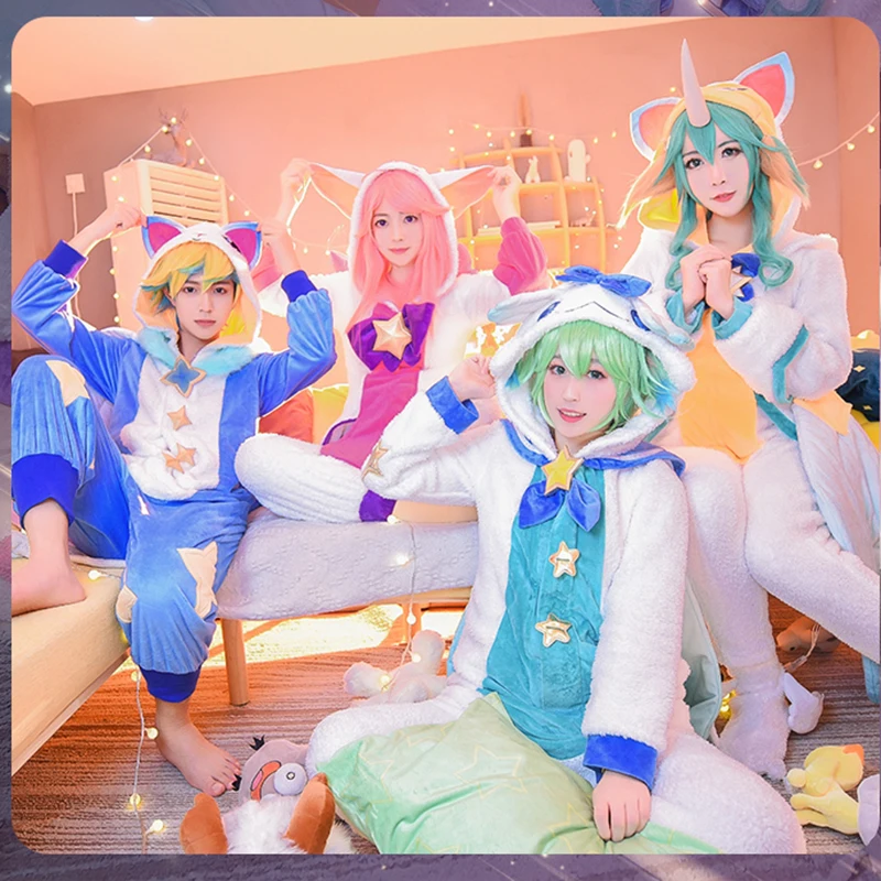 

Game LOL Soraka Cosplay Costume Pajama Star Guardian Soraka Cosplay Costume LUX LULU Ezreal Winter Pajama for Women Jumpsuit