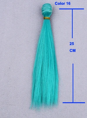 1pcs 25cm length long straight hair natrual blue green purple yellow color thick 1/3 /1/4 1/6 bjd wigs doll hair
