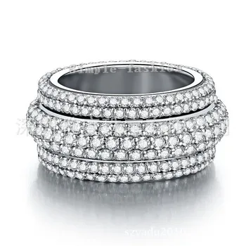 

Fashion Jewelry Handmade 7 rows 300pcs Clear 5A Zircon stone 925 Sterling silver Women Engagement Wedding Band Ring Sz 5-11