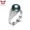 Real Natural Black Pearl Ring For Women,Fashion Jewelry 7-12 mm Big Natural Freshwater Pearl With Zircon Ring,14 Style to Chose ► Photo 1/5