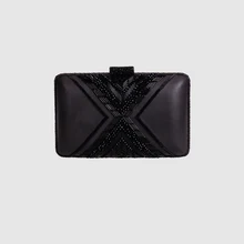 

LOCAL FOCAL handmade embroidery beads black pu clutches