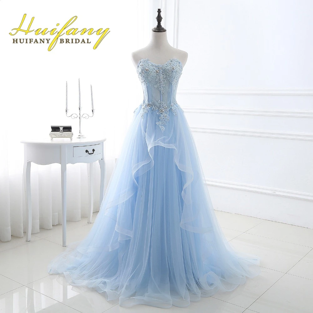 pastel blue evening gown