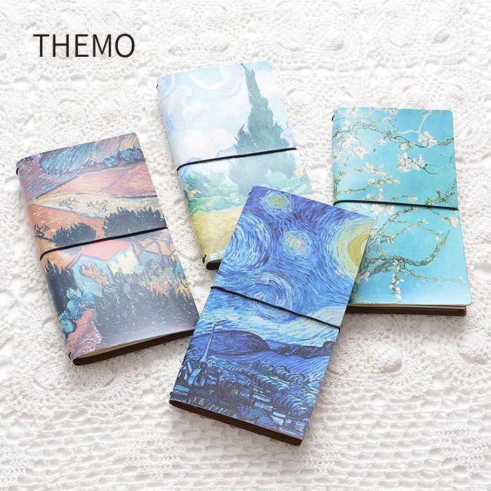 

Van Gogh handbook DIY Notebook Leather Bound Travel Journal Diary Planner Agenda Gifts caderno school office supplies escolar