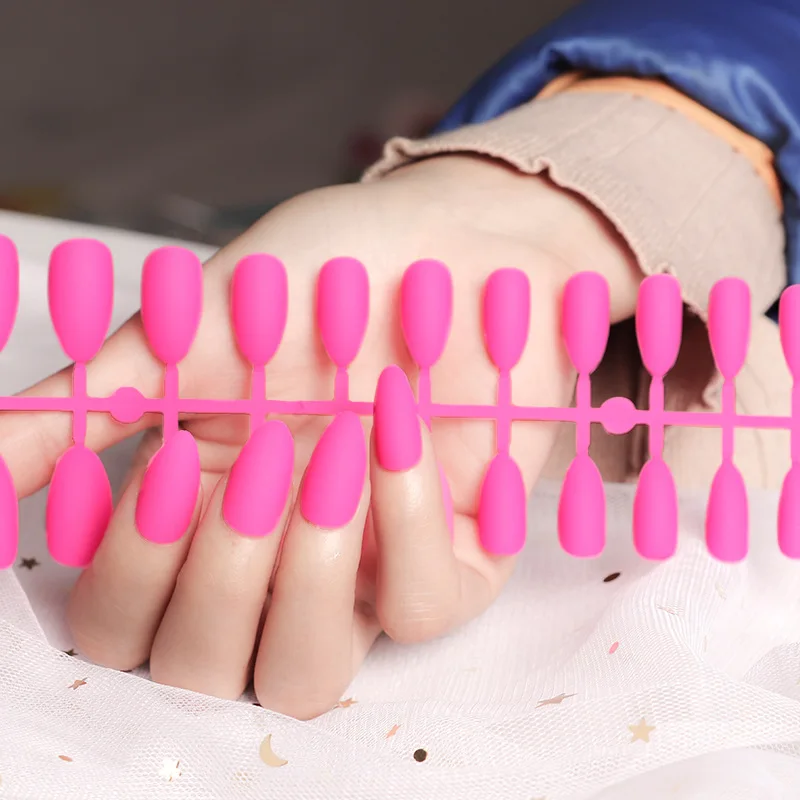 

24Pcs Matte Stiletto False Nails Full Detachable Artificial Manicure Nails Extensions Fake Sticker Nails Art Tips Accessories