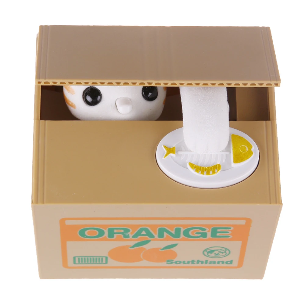 1pcs 2016 Hot Sale Automated Cat Steal Coin Bank Piggy Bank Moneybox Money Saving Box Gifts digital coin jar alcancia de gato