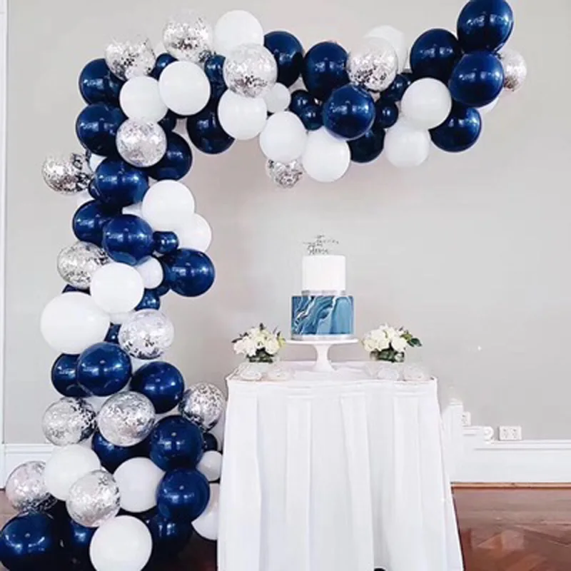 Metable 100 Piezas Globos De Confeti Blanco Azul Marino Mate Para Metable 100 Piezas Globos De Confeti Blanco Azul Marino Mate Para