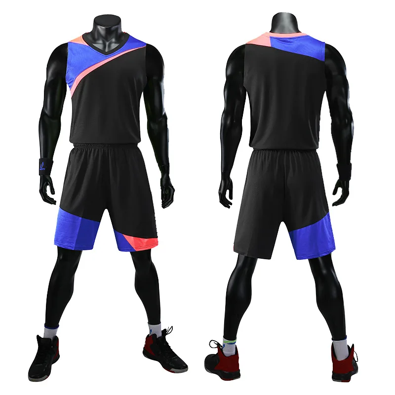 RY283121 black Профессиональная мужская майка баскетбольная, набор пустых студенческих спортивных костюмов, дышащая баскетбольная форменная одежда с принтом - Цвет: RY283121 black