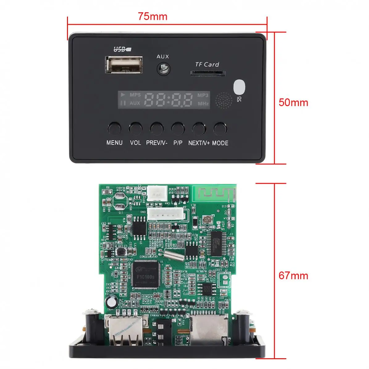 Reprodutor de Vídeo Compatível com Bluetooth Dts sem Perda fm para Mp3 Decodificador Suporte tf Aux Rádio - Mp4 Mp5 80hz-15khz 12v Usb - Image 5