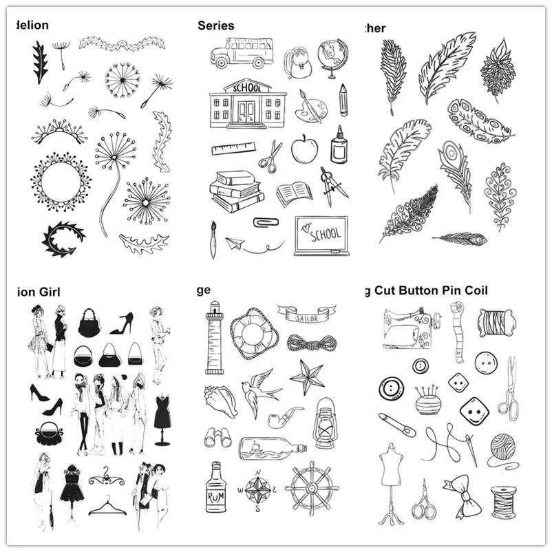 

Horse School Girl Clear Silicone Stamp Cutting Dies for Scrapbooking DIY Sewing Tools Feather Die Frame Scrapbook Decor Craft