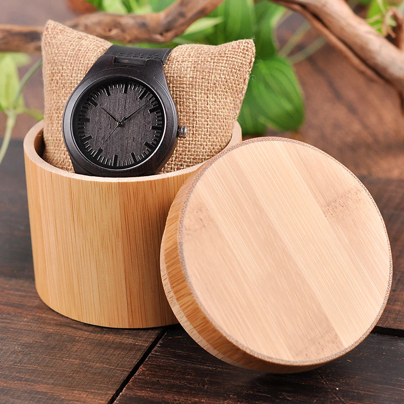 Men Watches Creative Design Logo Engrave on Wood Watch Groomsman Idea Gifts Leather Strap Casual Clock Relogio Masculino D26